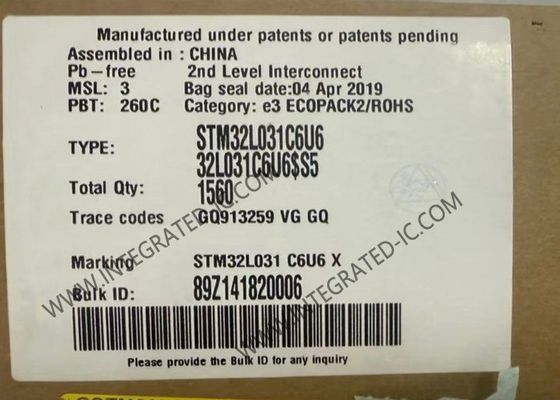 STM32L031C6U6 マイクロコントローラ MCU 32ビット MCU 32KB フラッシュ ARM マイクロコントローラ UFQFN48