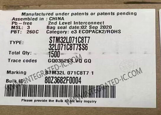 マイクロコントローラー MCU STM32L071C8T7 最大 32MHz STM32 超低電源 MCU LQFP-48