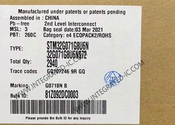 STM32G071G8U6N マイクロコントローラ MCU 32ビット マイクロコントローラ 64MHz STM32 メインストリーム MCU