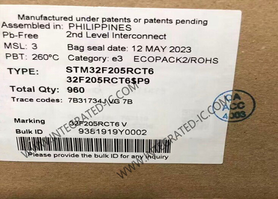 ICはSTM32F205RCT6腕のマイクロ制御回路- MCU 32BITの腕の皮質M3の結合性256kB --を欠く