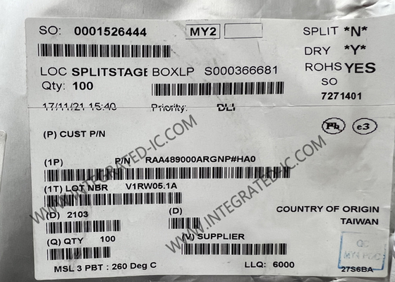 RAA489000ARGNP 統合回路チップ バック・ブースト 構成可能なバッテリー充電器IC