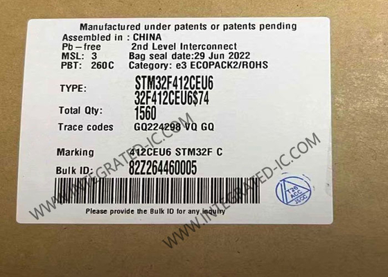 STM32F412CEU6 マイクロコントローラー MCU 100MHz 32ビット マイクロコントローラー IC UFQFPN48 組み込み MCU