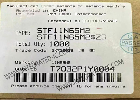 STF11N65M2 650V 7A 0.68Ω NチャネルパワーMOSFETトランジスタ、MDmesh M2テクノロジー搭載