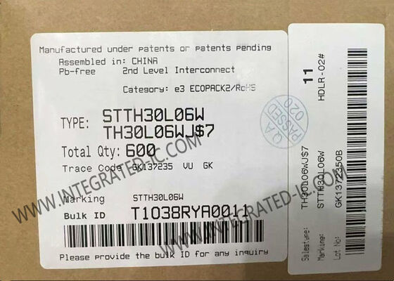 STTH30L06W 集積回路チップ 600V 30A 超高速復元矯正器 DO-247-2 パッケージ