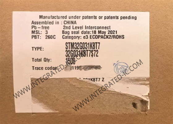 STM32G031K8T7 マイクロコントローラー MCU 32ビットIC、64MHz ARM Cortex-M0+ コア、64KBフラッシュメモリ搭載