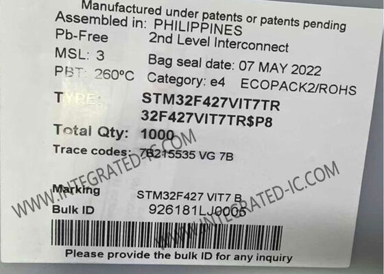 STM32F427VIT7TR マイクロコントローラー MCU 32 ビット 180MHz ARM コルテックス-M4 2MB フラッシュメモリ