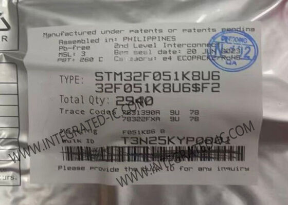 STM32F051K8U6 32ビットマイクロコントローラMCU、主流組み込みアプリケーション向け48 MHz CPU搭載