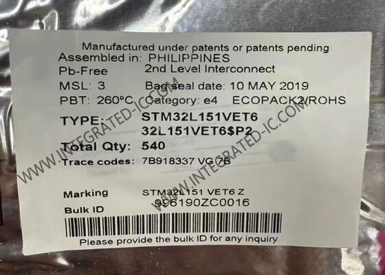 STM32L151VET6 マイクロコントローラー MCU 超低電力ARMコーテックス-M3 32ビット 512kB フラッシュメモリー 32MHz MCU