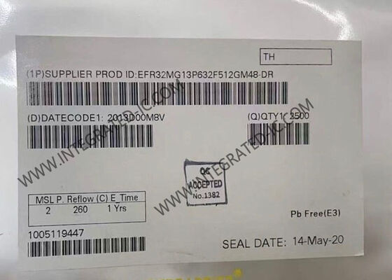 EFR32MG13P632F512GM48-D ワイヤレス通信モジュール 48-VFQFN パッケージで 512KB フラッシュ付き デュアル 汎用スレッド ジグビー RF トランシーバー