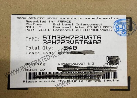 STM32H723VGT6 マイクロコントローラー ARM Cortex-M7 MCU 550MHz 1MB FLASH 80 GPIO LQFP-100 IC