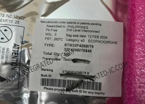 STM32F429BIT6 マイクロコントローラー MCU 32ビットシングルコア 180MHz LQFP208パッケージ