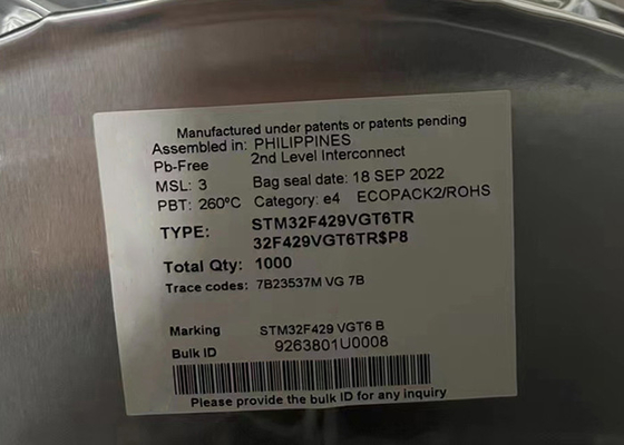 STM32F429VGT6TR 32ビット単核マイクロコントローラIC 100LQFP統合回路チップ
