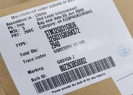 マイクロ制御回路MCU STM32G031G8U6 64MHz腕のマイクロ制御回路IC UFQFPN-28パッケージ