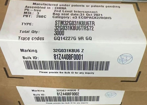 マイクロコントローラ MCU STM32G031K8U6TR 32 ビット単核マイクロコントローラ IC 32-UFQFN