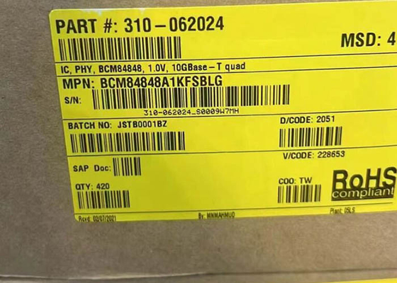 イーサネットIC BCM84848A1KFSBLG 4ポート 10GBASE-TトランシーバーIC BGA パッケージ