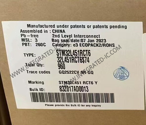 STM32L451RCT6 マイクロコントローラー MCU 32ビットシングルコア マイクロコントローラー 80MHz 埋め込みMCU