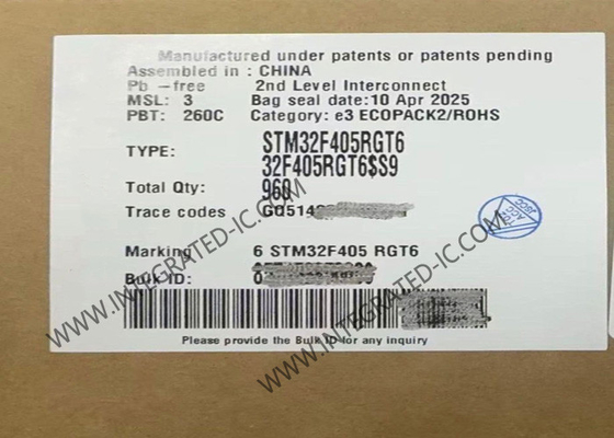 STM32F405RGT6 MCUの腕M4の32ビット単心168MHzマイクロ制御回路IC 64-LQFP