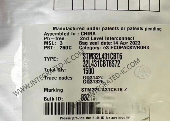 STM32L431CBT6 マイクロコントローラー MCU 超低消費電力 ARM Cortex-M4 32ビット 80MHz MCU