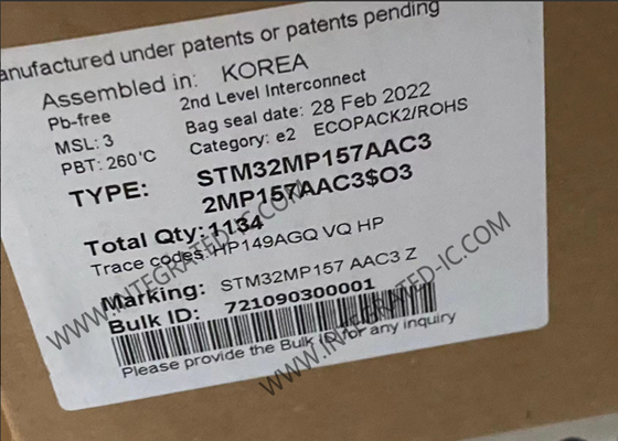 STM32MP157AAC3 ARM デュアルコア 32ビット 209MHz 埋め込みマイクロプロセッサ 361-TFBGA
