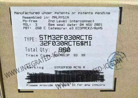 STM32F030RCT6 マイクロコントローラー MCU、256 kB フラッシュメモリ、48 MHz クロック周波数、51 I/O