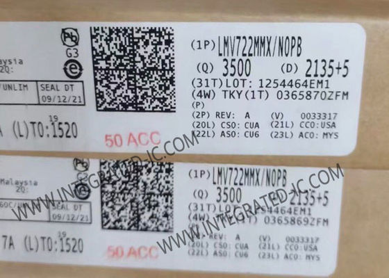 LMV722MMX 10MHz 2チャンネル オペアンプICチップ、2.2V～5.5Vの電源電圧範囲