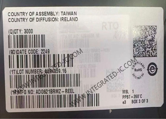 ADG621BRMZ 統合回路チップ 双SPSTスイッチIC 10電線MSOPパッケージ 2.7Vから5.5V単電源と ±2.7Vから±5.5V双電源