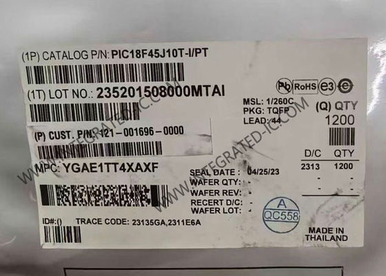 PIC18F45J10T-I/PT マイクロコントローラー MCU 8ビット 40MHz、32 kB プログラムメモリ搭載