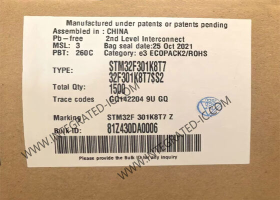 STM32F301K8T7 32 ビットマイクロコントローラIC 72 MHz ARM Cortex M4 コアと8チャネルADC