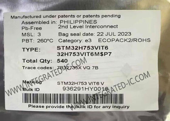 STM32H753VIT6 マイクロコントローラー MCU 480MHz ARM Cortex、100-LQFPパッケージに2つのCANコントローラーを搭載