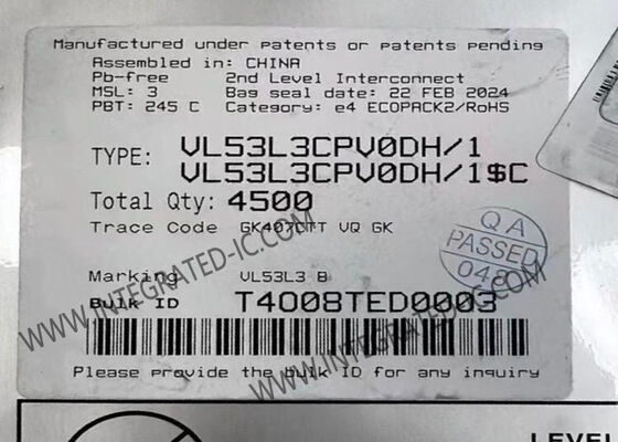 VL53L3CPV0DH/1 複数の標的検出,3m範囲,自動スムージ修正の飛行時間センサー