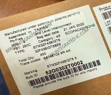 STM32F439IGT6 マイクロコントローラー MCU、LQFP-176 パッケージ、12ビットADC、3.3V I/O電圧組み込みプロセッサチップ