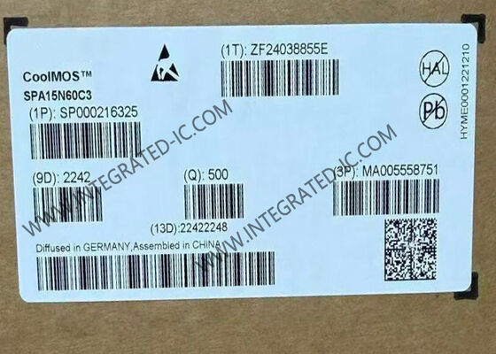 SPA15N60C3 CoolMOSTM パワートランジスタ 650V 排気源電圧,15A 連続流出電流,TO-220FP-3 パッケージのオン抵抗 280mOhm