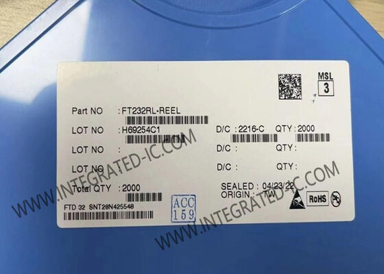 FT232RL USB UART インターフェイスIC USB 2.0 フルスピード 3.3V から 5.25V 単一供給 SSOP-28 パッケージ