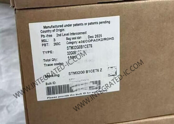 埋め込まれたマイクロ制御回路MCU IC STM32G0B1CET6 512KB抜け目がない表面の台紙