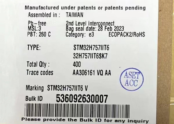 マイクロ制御回路MCU STM32H757IIT6 32Bit二重中心240MHzはマイクロ制御回路を埋め込んだ