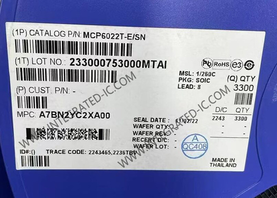 MCP6022T-E/SN 統合回路チップ 双チャンネル 10MHz 動作増幅器 SOIC-8