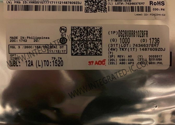 DS280BR810ZBFR 集積回路チップ 8チャネル線形リッドライバー 28Gbps 線形リピーター
