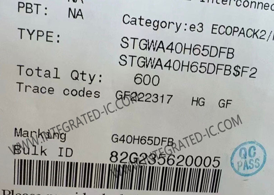 統合回路チップ STGWA40H65DFB トレンチゲートフィールドストップ 650V IGBT トランジスタ