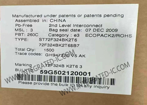 ST72F324BK2T6 マイクロコントローラ MCU 8ビット ST7 マイクロコントローラ IC 8MHz 埋め込みMCU