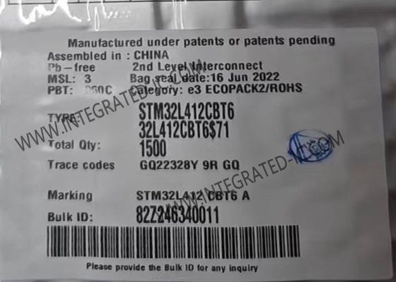 128KB抜け目がないマイクロ制御回路MCU STM32L412CBT6 80MHzマイクロ制御回路破片LQFP48